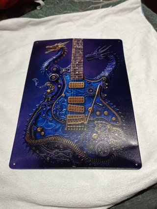 Placa Metálica Guitarra Dragón 30.20cm