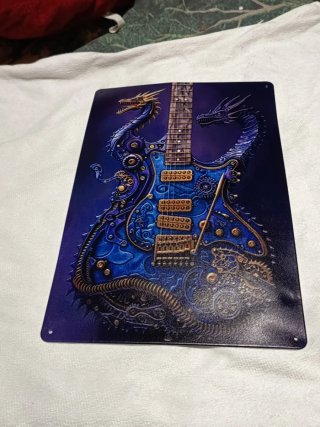 Placa Metálica Guitarra Dragón 30.20cm