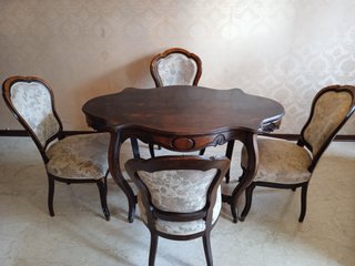 Tavolo antico inizio '900 con 4 sedie  in  radica