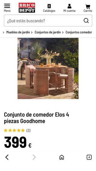 Conjunto de comedor Elos 4 piezas Goodhome