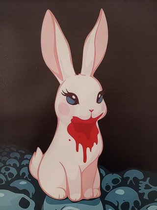 Poster Lienzo - "Conejita Rosa Vampira" 40x60