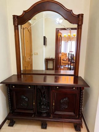 Mueble recibidor madera con espejo