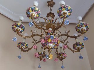 Lámpara de techo bronce y porcelana