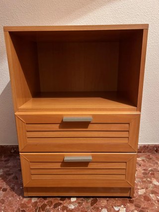 Mesita de noche madera 2 cajones
