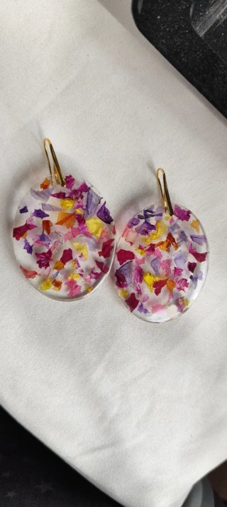 Pendientes #flor natural chapado en oro