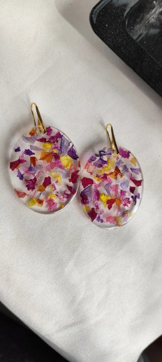 Pendientes #flor natural chapado en oro
