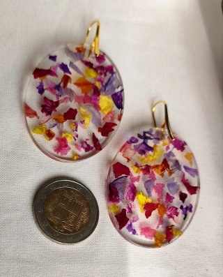 Pendientes #flor natural chapado en oro