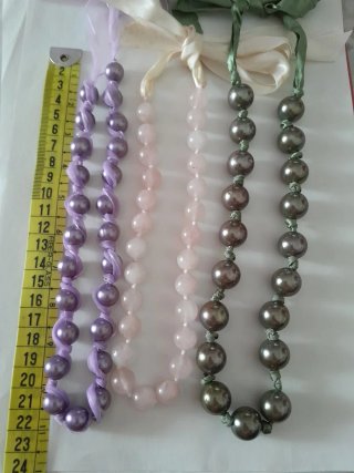 Lote 3 collares perlas y lazo