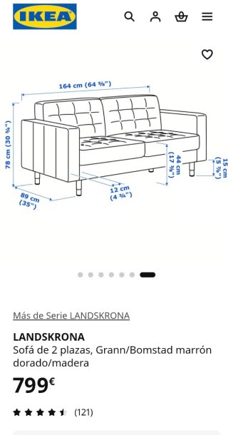 Sofá 2 plazas Ikea Landskrona polipiel gris