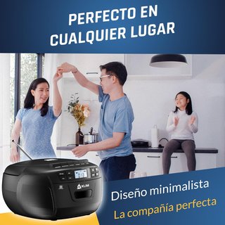 KLIM Radio CD Cassette 8GB USB BT Grabadora Negro