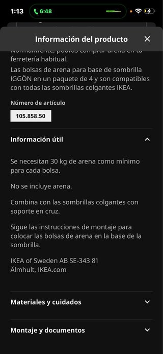 IGGÖN Saco para base de sombrilla gris SIN RELLENO
