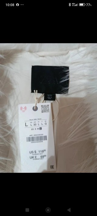 Chaleco pelo Zara Talla Única Blanco
