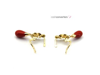 pendientes oro 18k con piedra con coral
