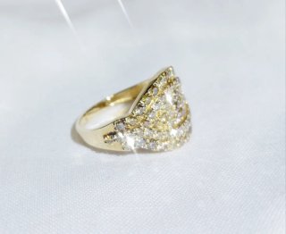 Anillo Oro 14k Diamantes Naturales Alurie Pavé