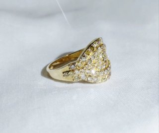Anillo Oro 14k Diamantes Naturales Alurie Pavé
