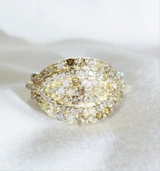 Anillo Oro 14k Diamantes Naturales Alurie Pavé
