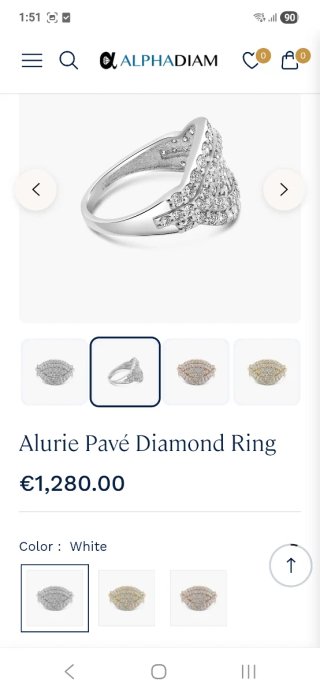 Anillo Oro 14k Diamantes Naturales Alurie Pavé