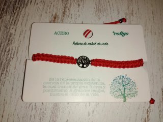 Pulsera Árbol de Vida Cotigo Acero Roja
