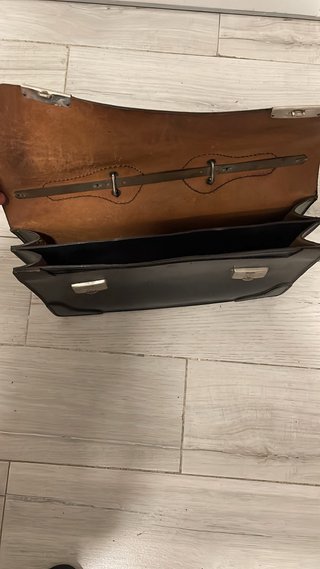 Maletín de cuero hombre negro/marrón