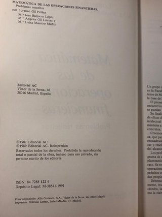 Matemáticas de las operaciones financieras : pr...