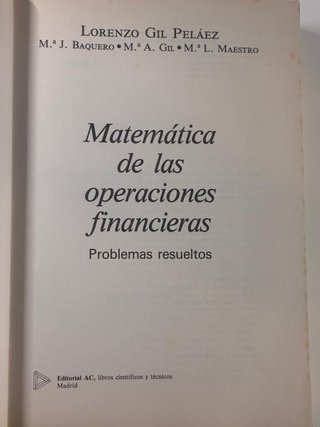 Matemáticas de las operaciones financieras : pr...