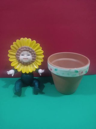 Muñeco niño girasol años 90 decoración