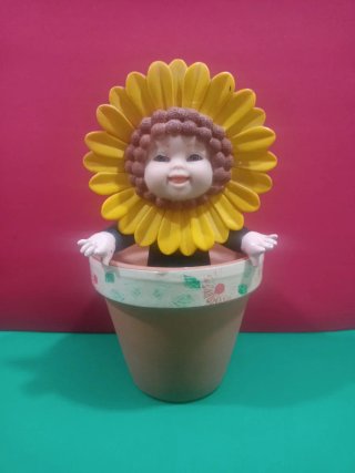 Muñeco niño girasol años 90 decoración