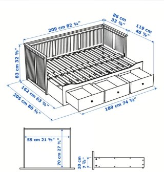 Sofá Cama Gris 80x200cm