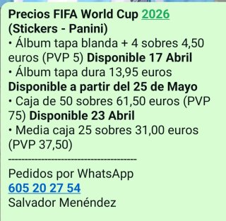 Caja + Álbum FIFA World Cup 2026 stickers Panini