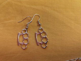 Pendientes Puño Americano Plateado Nuevo Emo Marca