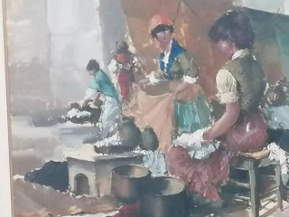 Dipinto Lucia Sarto Le Lavandaie Olio su Tela