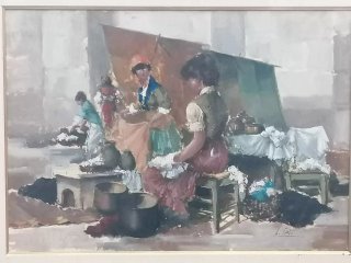 Dipinto Lucia Sarto Le Lavandaie Olio su Tela