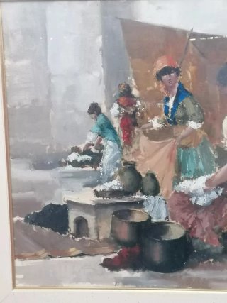 Dipinto Lucia Sarto Le Lavandaie Olio su Tela