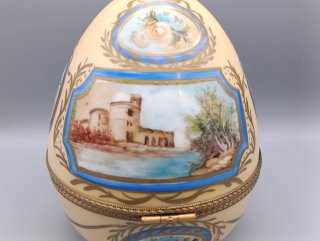 Grande Uovo Limoges Porcellana Dipinto a Mano
