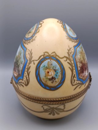 Grande Uovo Limoges Porcellana Dipinto a Mano