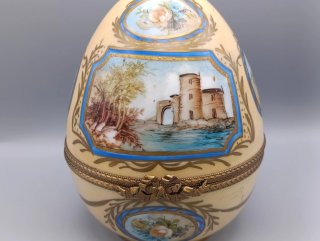 Grande Uovo Limoges Porcellana Dipinto a Mano