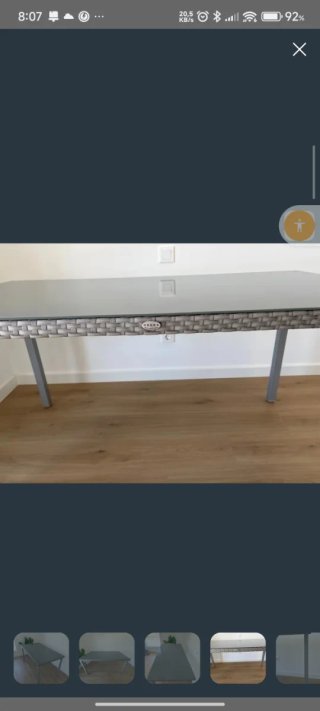 Mesa de jardín cristal y metal gris