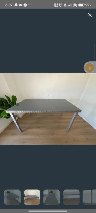 Mesa de jardín cristal y metal gris