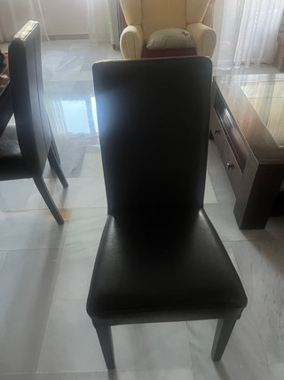 Conjunto 4 Sillas Comedor Piel Marrón