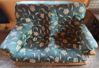 Sofá 2 plazas tela floral madera