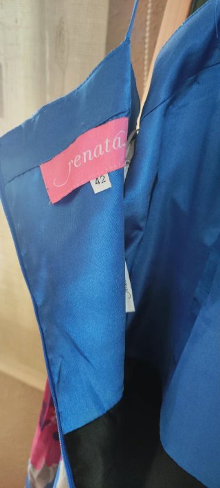 Vestido largo fiesta boda azul y rosa