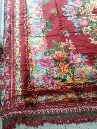Tapiz colcha  vintage floral terciopelo