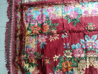 Tapiz colcha  vintage floral terciopelo