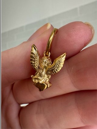 Orecchini angioletti perla acciaio inox oro 18K