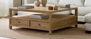 Mesa de centro provenzal de madera maciza