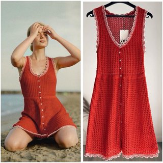 Vestido Zara punto crochet estilo años 70s.
