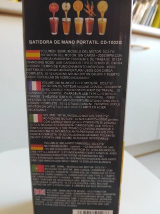 Batidora Portátil Recargable Eurotec