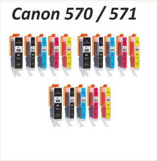 15 Cartuchos Canon 570/571 XL Compatibles