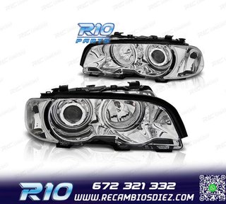 FAROS BMW E46 99-03 OJOS ANGEL CCFL FONDO CROMO