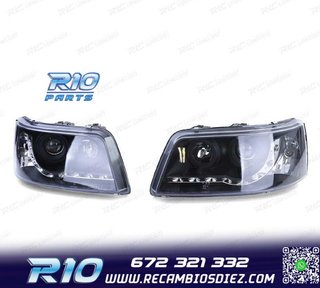 FAROS VOLKSWAGEN VW T5 03-09 LUZ LED DIURNA FONDO NEGRO